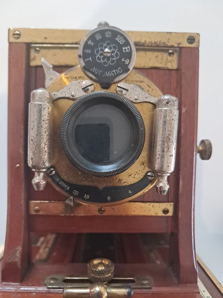 chambre photographique/appareil Photo En bois pecto F Objectif Wollensak - Photo 3/4