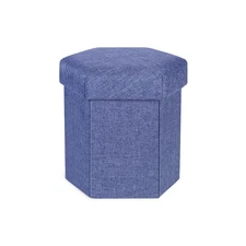 Storage Ottoman,Folding Ottomans with Storage,Linen Ottoman Foot Rest,Foot St...