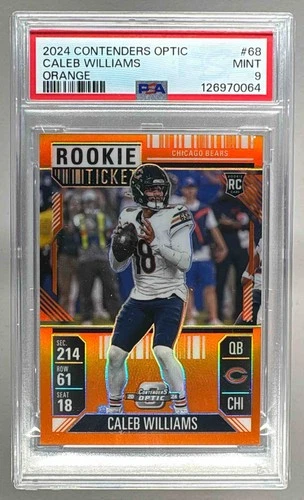 0064 Caleb Williams 2024 Contenders Optic #68 Orange Prizm Rookie RC /75 PSA 9