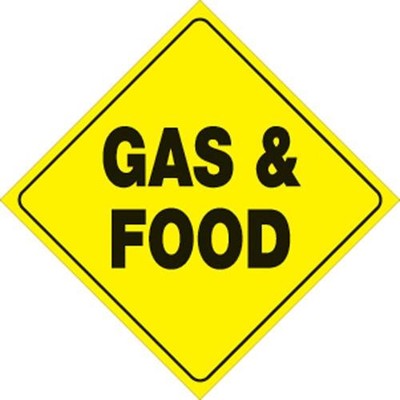 Voss 12x12in. Trail Sign - Gas & Food (Yellow/Black) - 453 GF YR