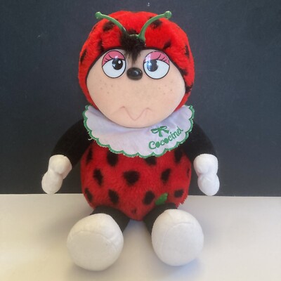 Ancienne peluche coccinelle Cococinel Nicotoy Trèfle Rouge 36 Cm Vintage 