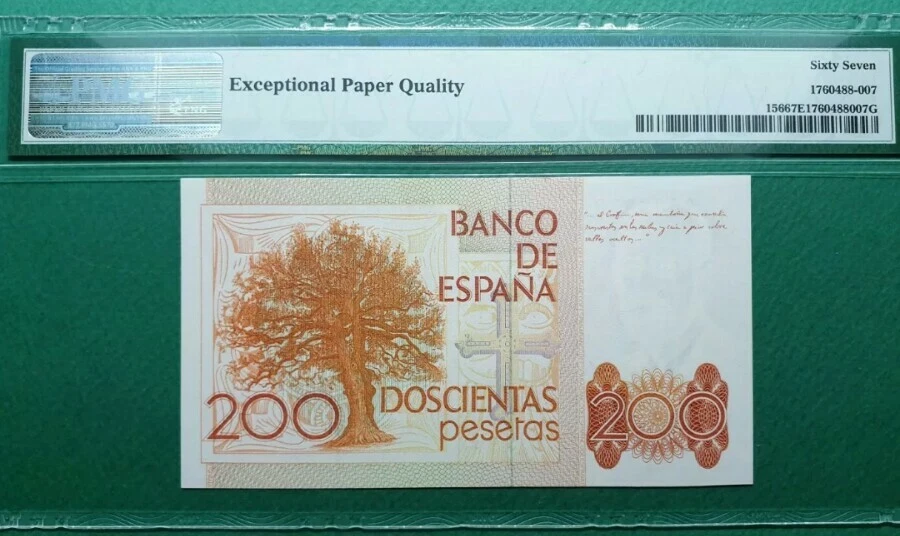 1980 SPAIN 200 PESETAS -MADRID PMG67 EPQ SUPERB GEM UNC <P-156> - Image 2 of 2