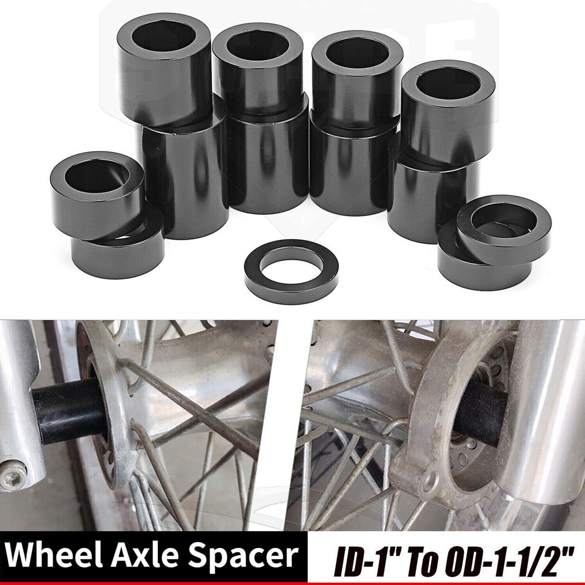 5/8" ID X 1 3/4" Long Aluminum Motorcycle Wheel Axle/Bolt Spacers - Pair | United States | 4 In