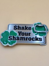 St. Patrick Day Belt Buckle With Bottle Opener Shamrock