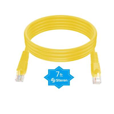 Steren 7ft Cat5e Patch Cord Snagless UTP cULus, Internet Cable Molded Yellow