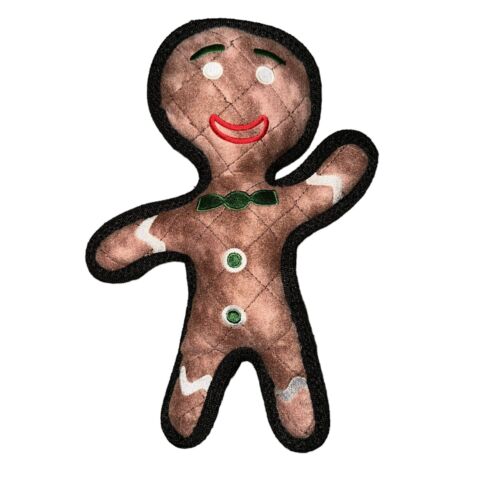 New Rare HTF Tuffy Gear Gingerbread Man Christmas Squeakers 11" Dog Toy Play - Picture 1 of 6