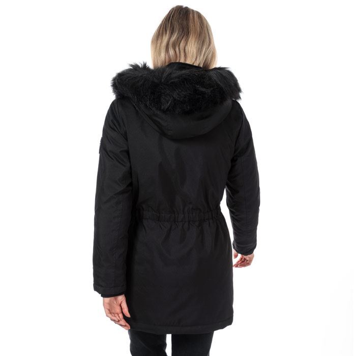 Women's Only Iris Winter Detachable Trim Hooded Parka Jacket in Black