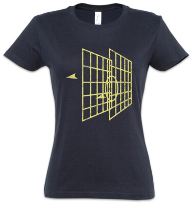 Vector Star Ship Damen T-Shirt Star Millenium Han Wars Falcon Solo Fun Retro 3D