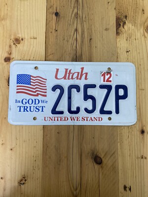 Vintage Utah In God We Trust US Car License Number Plate 2C5ZP