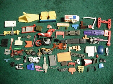 VINTAGE TOY PART JUNK DRAWER LOT METAL MOTORCYCLES SIGNS