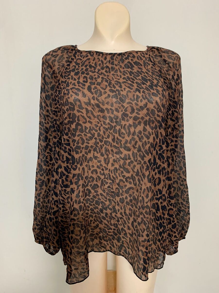 ZARA WOMEN Leopard Animal Print Flowing Blouse Size XS #C418 ZARA WOMEN Leopard Animal Print Flowing Blouse Size XS #C418