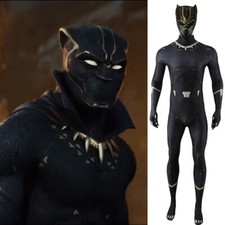 Black Panther Jumpsuit T'Challa Cosplay Bodysuit Costume Adult Kids Halloween US