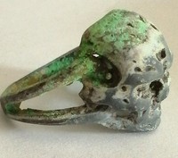 Unusual Ancient Antique Silvered Ring Memento Mori Skull Ring Amazing 