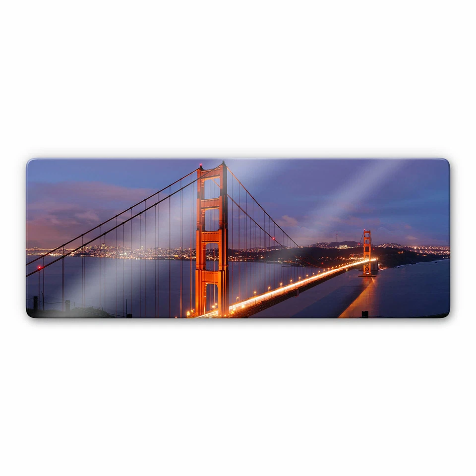 Glas Glasbild Golden Gate Bridge - Panorama blau - Bild 1 von 1