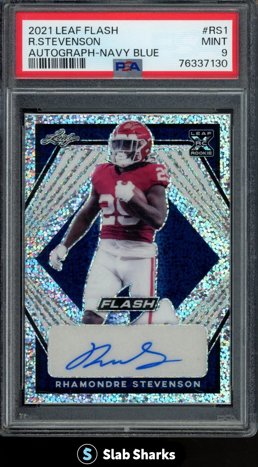 Rhamondre Stevenson Leaf Flash Photography Autographs #FPRS1 Navy Blue