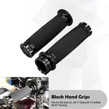 Black 1" 25mm Handlebar Hand Grips For Harley Touring Sportster 96-22 XL VRSC