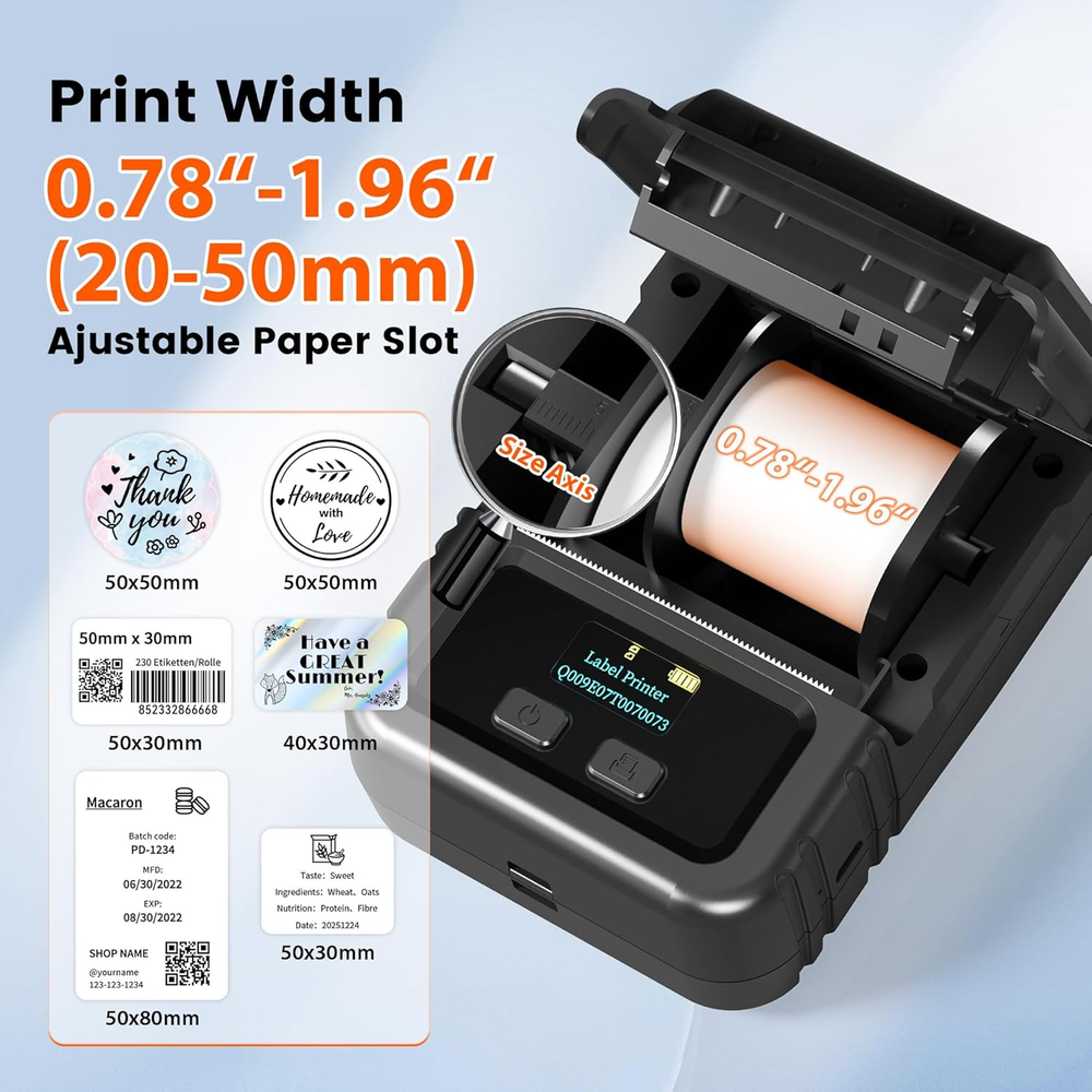 M120 2-Inch Thermal Label Printer for Small Business with Tape