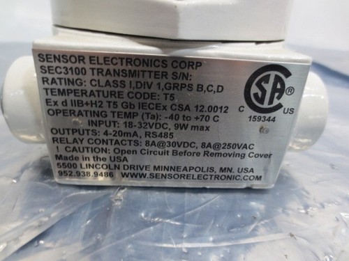 Sensor Electronics Sec 3100 Transmitter w/ Infrared Gas Detector Model ...