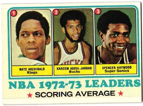 1973-74 Topps NBA Scoring Average - Archibald, Abdul Jabbar, Haywood - EX++ - 第 1/2 張圖片