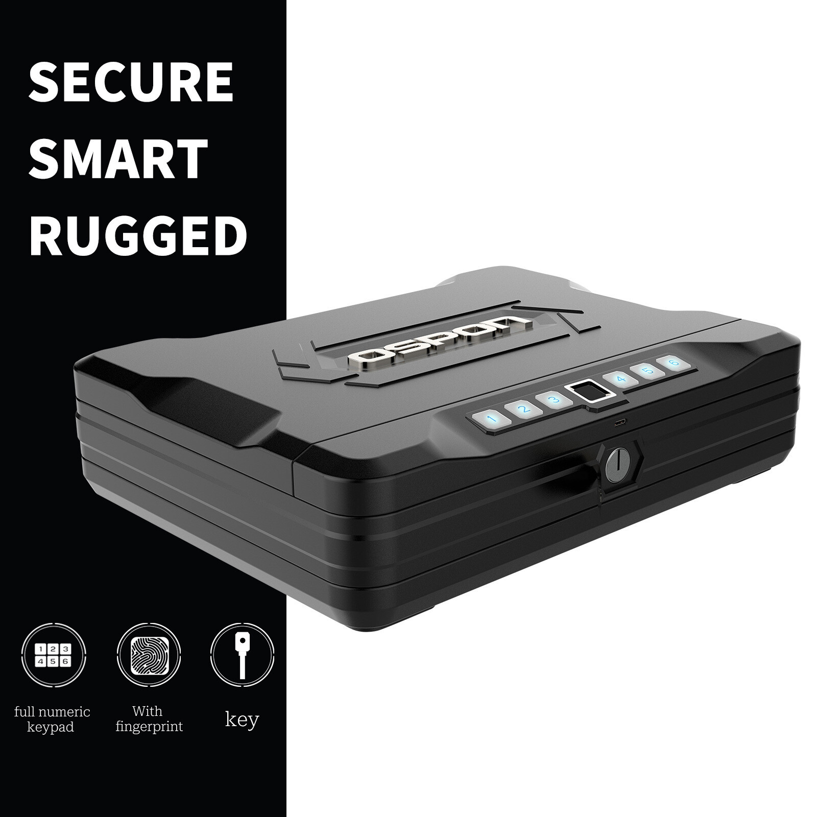 Biometric Pistol Safe Fingerprint Gun Box Passoword Quick Access Lock
