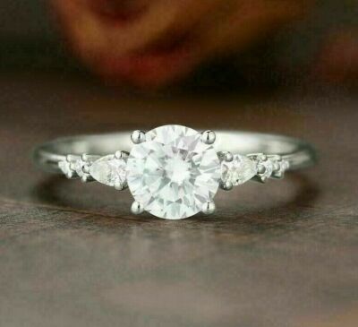 1.10Ct White Round Cut Moissanite Solitaire Christmas 925 Sterling Silver Ring