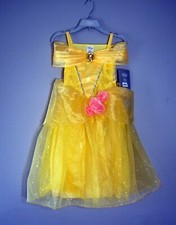 Girls Disney Beauty and the Beast Princess Bell Dress Sz 5-6 Flashing Lights NEW