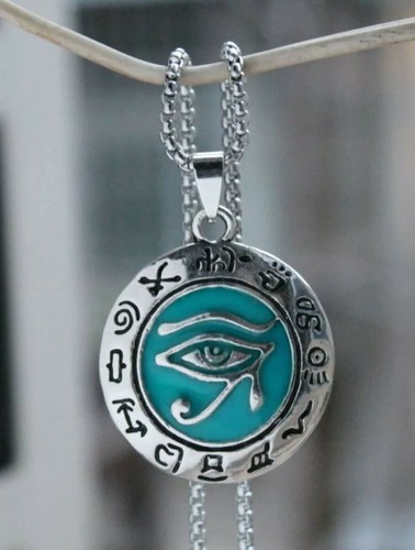 Collares de cadena de eslabones plateados Eye of Horus Brillan en la oscuridad - Imagen 3 de 7