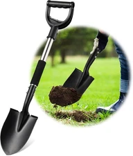 Small Shovel 31 Inch – Metal Spade, D-Grip Handle, Lightweight Short Digging Too