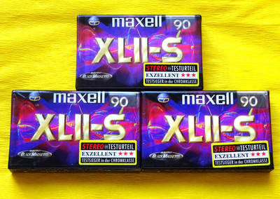 3x MAXELL XL II-S 90 Cassette Tapes 1998-2000 + OVP + SEALED + TESTSIEGER ! +