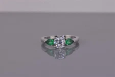 Epiphany Sterling Silver Cubic Zirconia Green Pear Accented Band Ring 925 Sz: 9