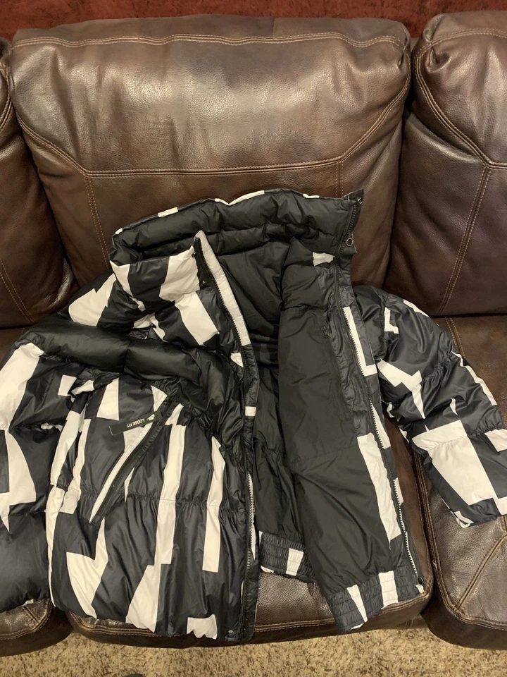 耐克男式羽绒填充 Puffer 夹克 Habanero XL 黑色/白色 9928889-121 全新! — 第 2/4 张图片