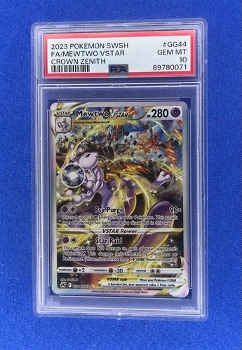 2023 POKEMON SWORD & SHIELD CROWN ZENITH #GG44 FULL ART/MEWTWO VSTAR PSA 10
