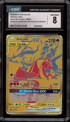 Pokemon Reshiram & Charizard GX Premium Coll. Full Art Promo SM247 CGC 8