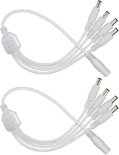 2-Pack 1 to 4 Way DC Power Splitter Cable, Plug 5.5Mm X 2.1Mm, for CCTV Camera, 