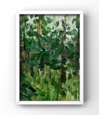 Forest Greenery Art Abstract Nature Trees Artwork Rustic Woodland Home Decor 4x6