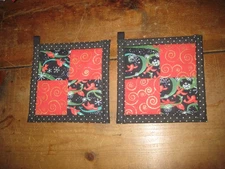 Winter Birds in Flight Handmade Kitchen Potholder Set of 2