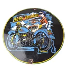 Vintage Harley Davidson Motorcycles Sign - Biker Babe Gas Pump Porcelain Sign
