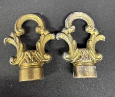 Ornate Antique Brass Finish Art Nouveau Lamp Finial Shade Top Lot Of 2  Salvage