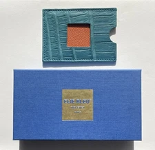 ELIE BLEU Paris Card Case Currency Holder in Turquoise Crocodile  *New-In-Box*