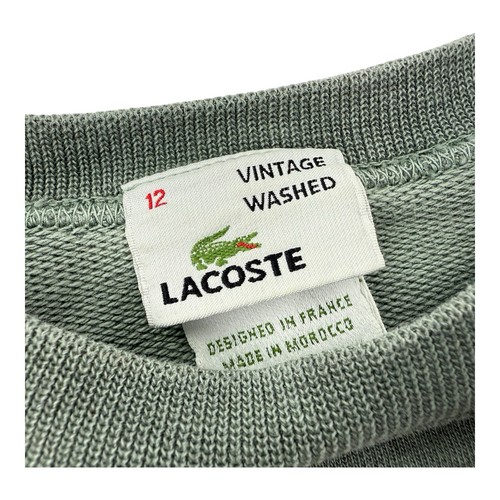 Lacoste Green Cotton Blend Youth 12 Sweatshirt w/ Large Logo Vintage Washed - Picture 5 of 7