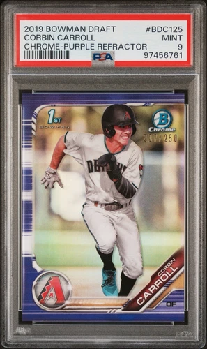 Corbin Carroll 2019 Bowman Chrome Draft Picks Auto /250 Purple Refractor PSA 9