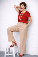 PANTALONE DONNA PERLA PALAZZO ELASTICO  BOTTONI CERNIERA VISCOSA  ART. PISA 