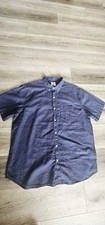 Old Navy Men's XL Linen Short Sleeve Button-Down Shirt Navy Blue