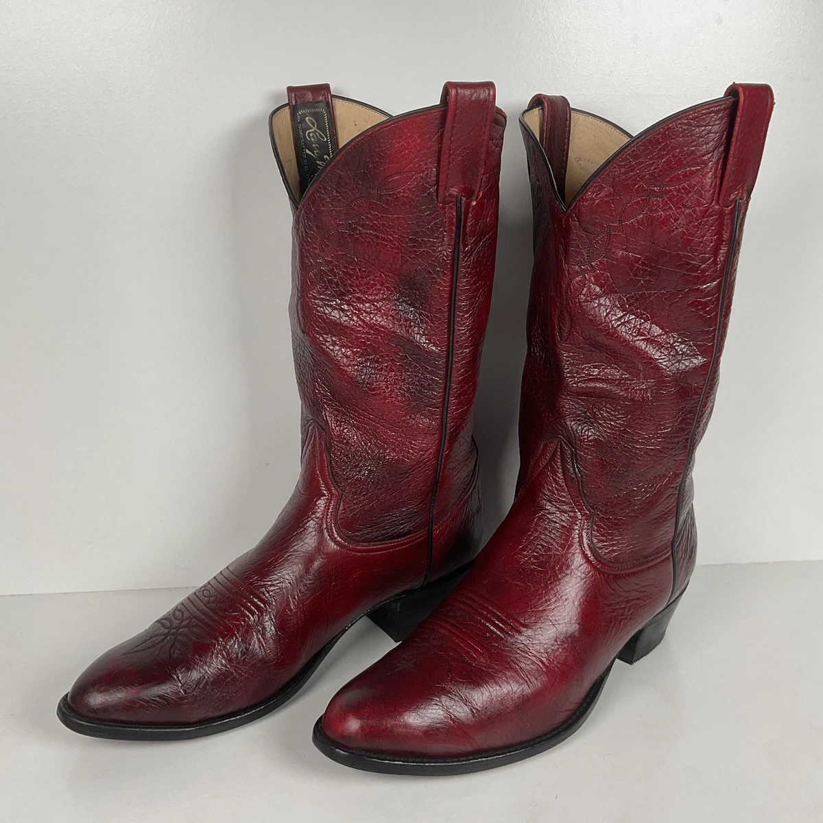Larry Mahan Boots Mens Size 9.5EE Brown Leather Western Cowboy Pull On LM M7002 Larry Mahan Solid Boots for Men for sale | eBay main image 2
