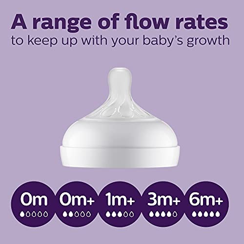 Philips Avent Natural Baby Bottles 11oz 4 Count Fast Flow Anti-Colic Nipple