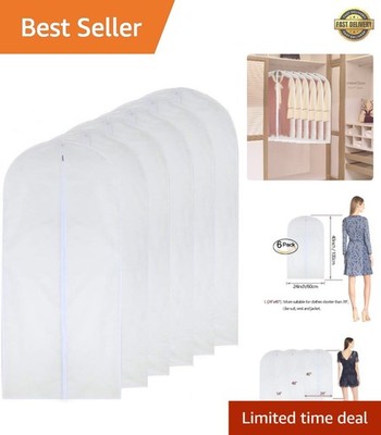 Space-Saving 24''x40'' Zippered Garment Bags for Dresses and Suits - Set of 6