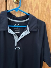 Oakley Mens Size Large Polo Shirt Black  Gray with Oakley Logos on Both Sides
