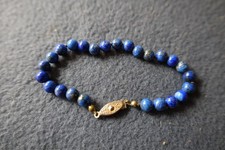 Armkette Arm Kette Armband echte Lapislazuli Perlen vergoldeter Schmuck-Verschlu