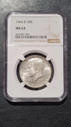 1964-D Kennedy Half Dollar.          MS63 NGC.  Silver