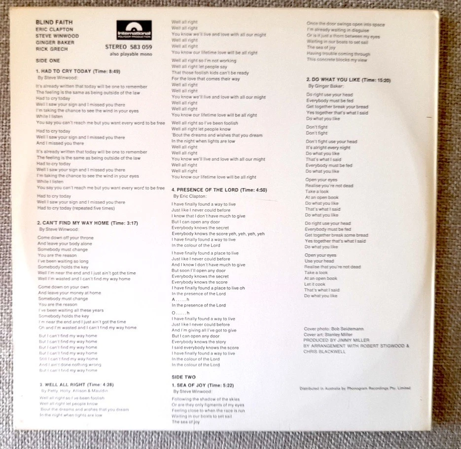 Blind Faith 'BLIND FAITH' LP (1969)   NM / NM  (Clapton, Ginger Baker, Winwood) - Image 2 of 4